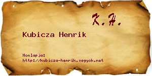 Kubicza Henrik névjegykártya
